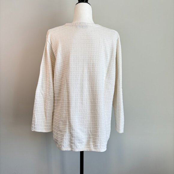 Margaret Winters Size Large Sweater Light Knit Cotton White Round Neck Casual - Picture 6 of 10